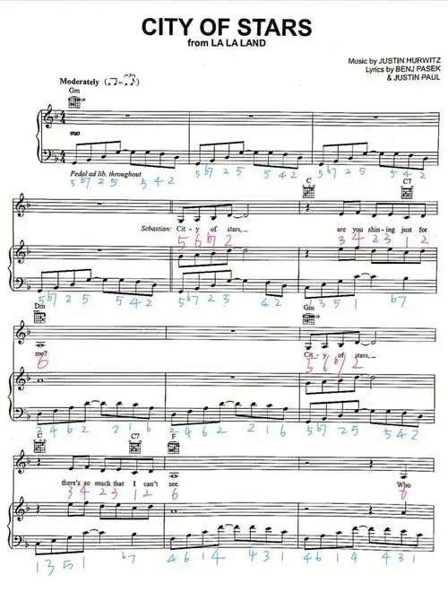 乐谱爱乐之城cityofstars简谱
