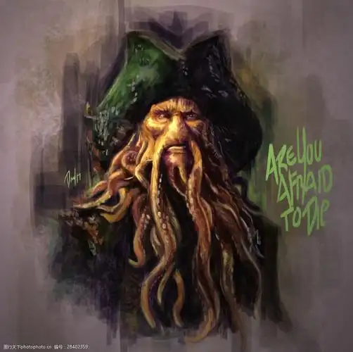 加勒比海盗章鱼怪戴维·琼斯手绘