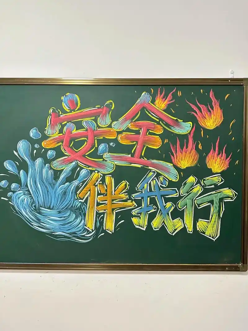 粉笔画(安全教育黑板报)安全教育类黑板报主题字设计呀   快 - 抖音