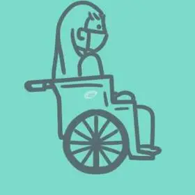 坐在轮椅上的小女孩简笔画