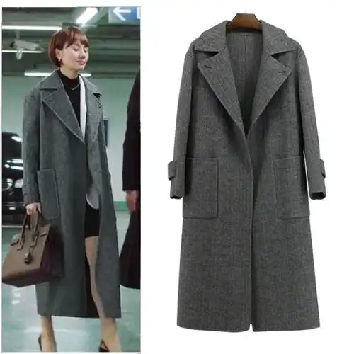 一折唐晶同款大衣灰色