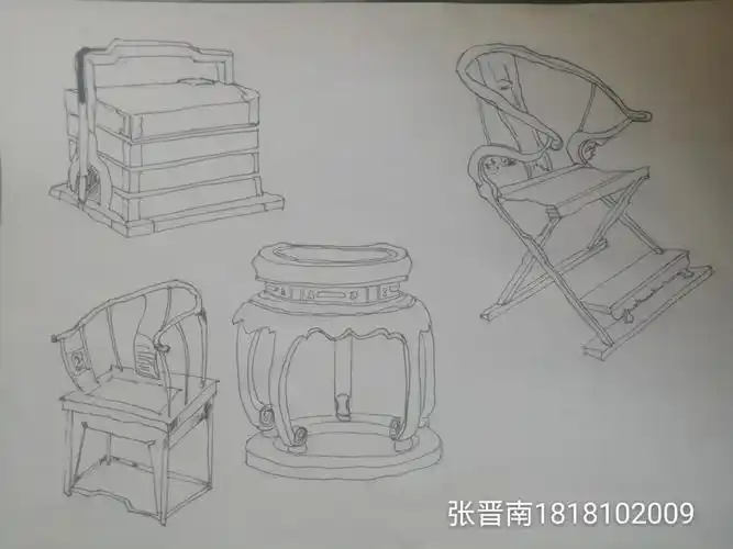 古代不同时期家具手绘
