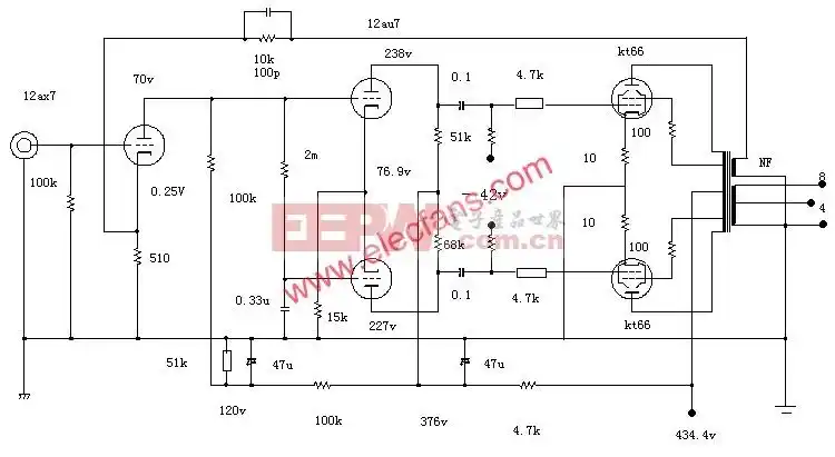 kt66推挽胆机制作电路图