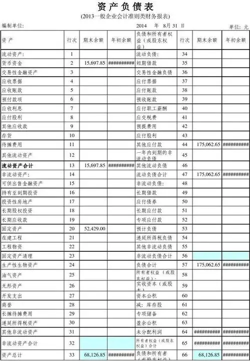 (2013一般企业会计准则类财务报表)
