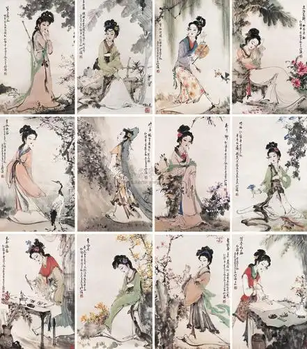 0687 2000年作 金陵十二钗 镜心 设色纸本