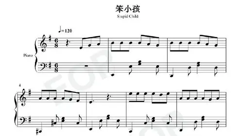 钢琴谱,双手简谱,双版本:刘德华《笨小孩》
