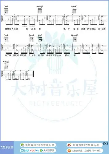 阴天莫文蔚吉他弹唱吉他谱大树音乐屋