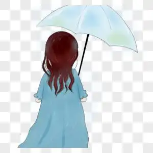 背影文艺打着雨伞女孩的背影素材