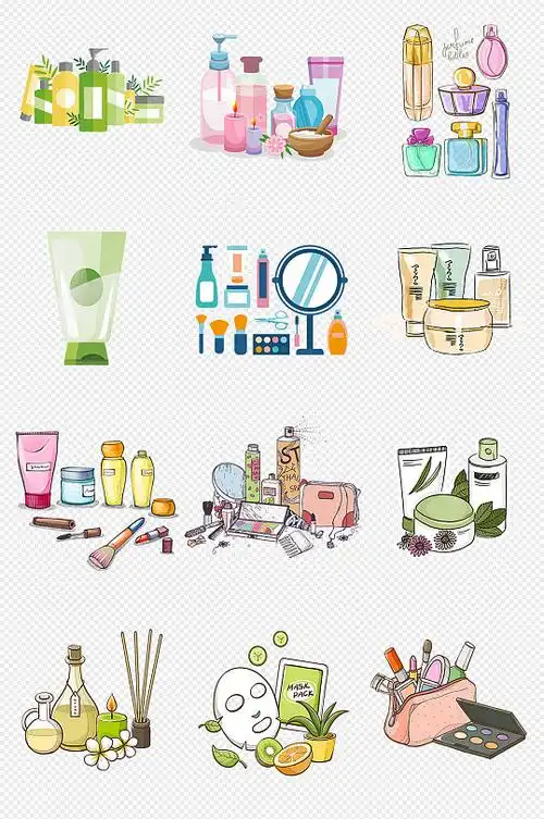 卡通化妆品化妆用具png免抠素材