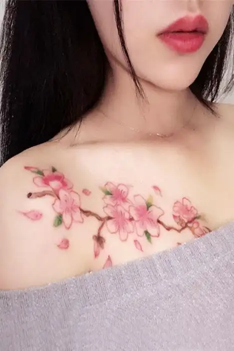 琪琪-2大张桃花女防水纹身贴纸花臂性感花朵刺青英文字母纹身贴小清新