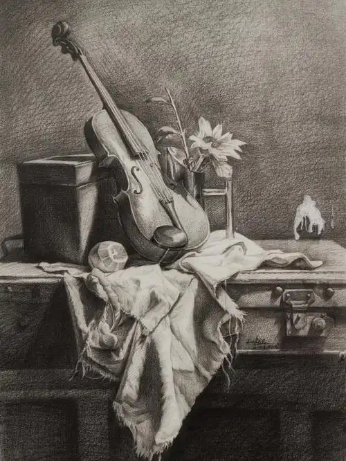 素描静物小提琴