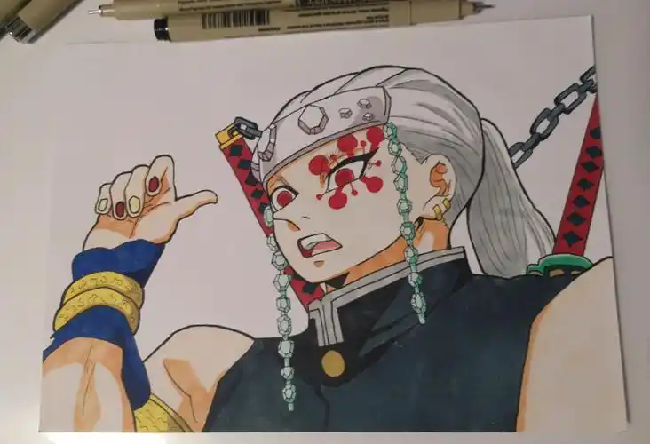 马克笔打卡鬼灭之刃全人物之宇髓天元带步骤