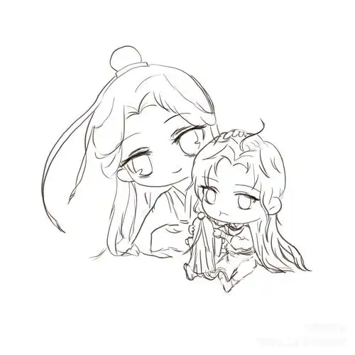 怜崽和花崽～_天官赐福花怜谢怜花城q版模板绘画作品