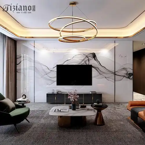 客厅简约电视背景墙 缇香 家用大理石黑钛金平面瓷砖背景墙 佛山背景