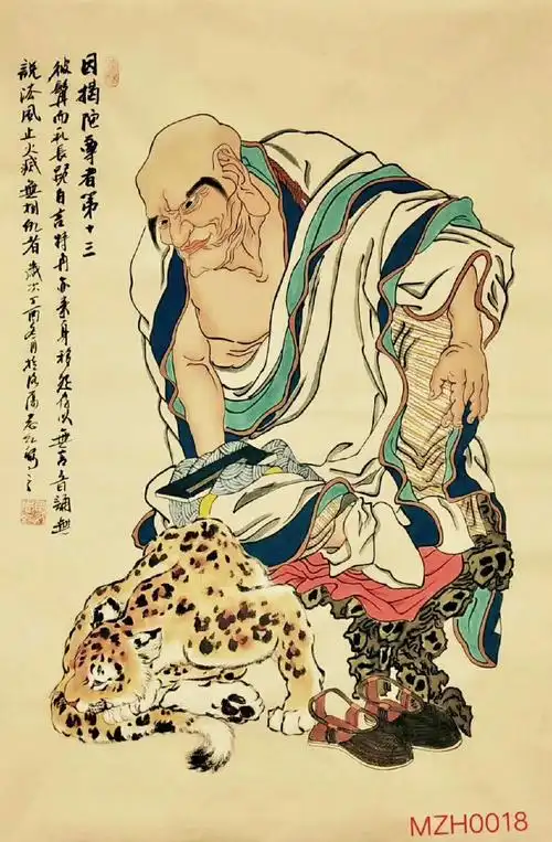 马志红老师精品工笔人物《十八罗汉》画欣赏