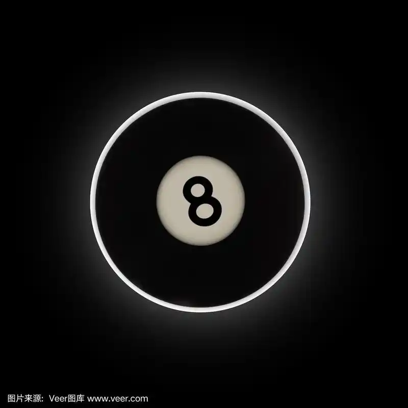 黑色8号台球在黑色背景上