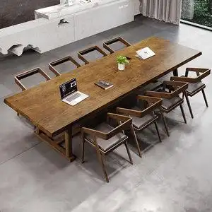 简约实木办公桌椅公司职员工作桌子电脑桌北欧洽谈长桌3米会议桌