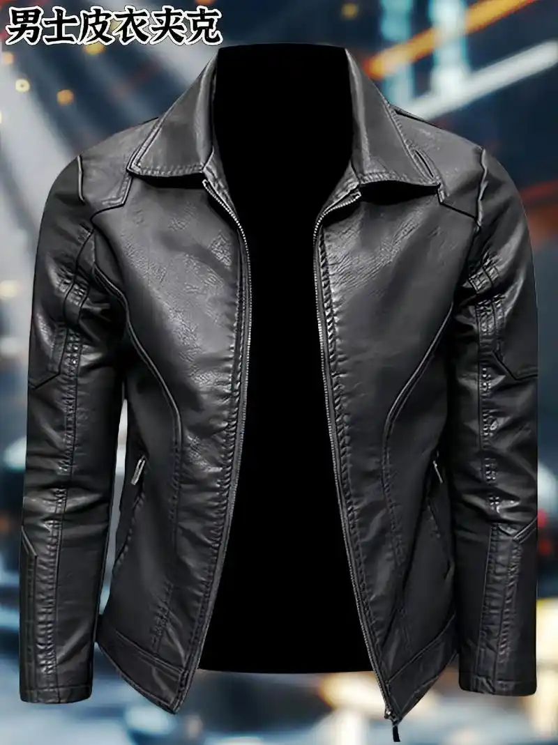 机车风男装 真维斯黑色皮衣夹克,帅气时尚