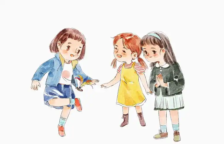 儿童踢毽子插画图片下载