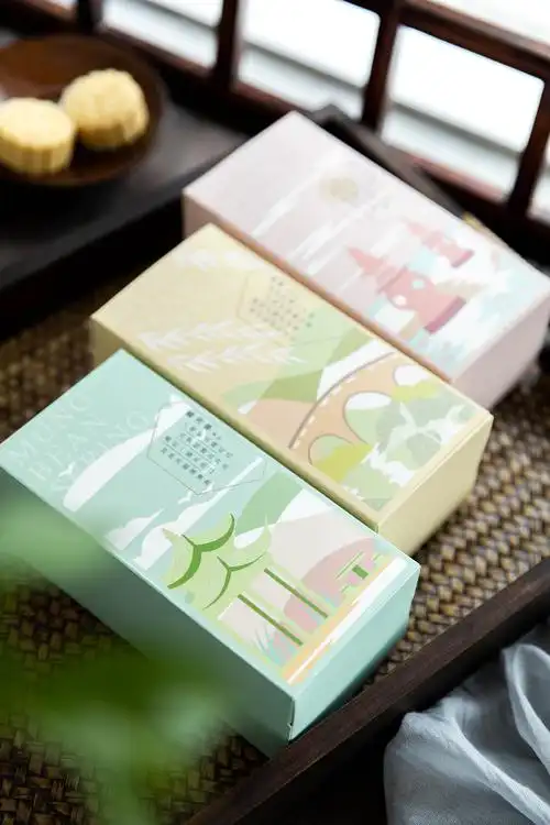 中式绿豆糕包装盒静物产品