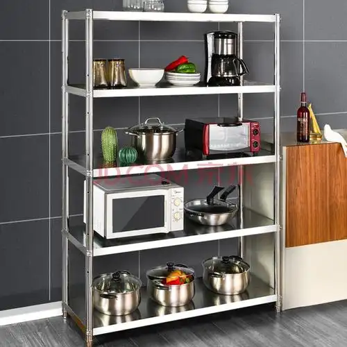 304置物架不锈钢货架层架多层厨房家用仓储金属储物架柜烤箱架锅架
