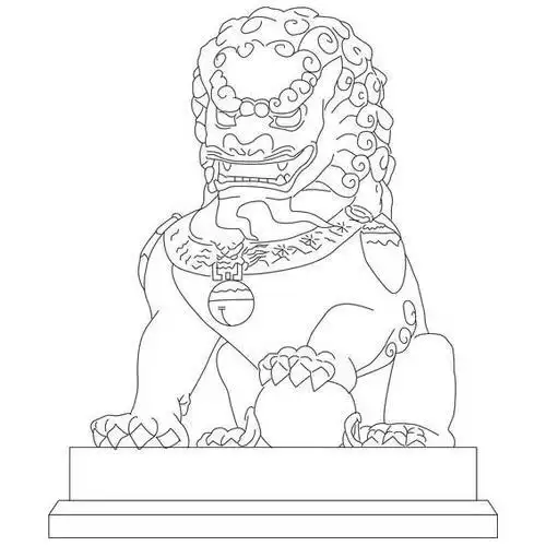 石狮子正面简笔画步骤画 第1页