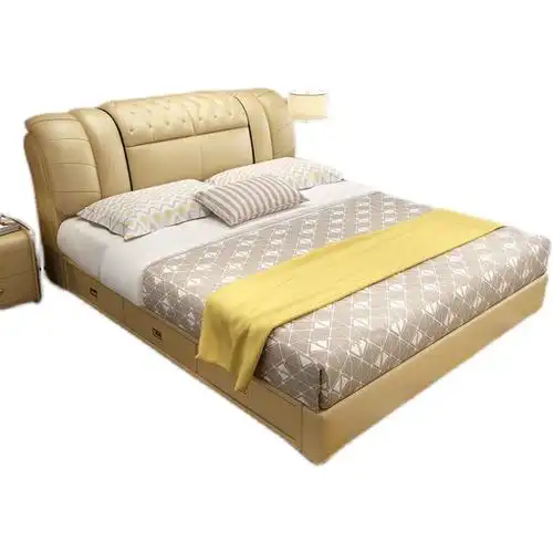 真皮床双人床18米婚床软体床现代简约小户型15米皮艺床榻榻米床