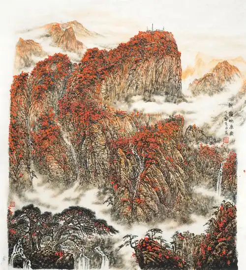 陈克永-朝霞映东岳-鉴证备案-雅昌艺术网——艺术品门户网站