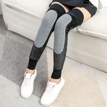 加长护膝保暖老寒腿男女士冬季加厚关节膝盖炎过膝袜套腿套 内部石墨