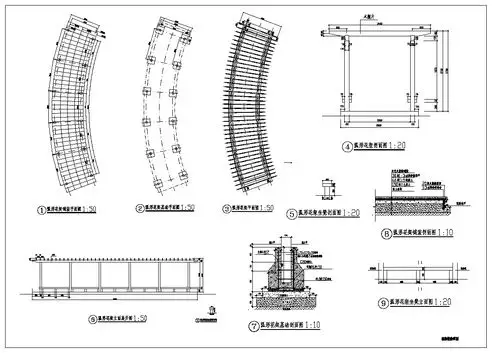 弧形花架施工图_cad图纸下载-土木在线