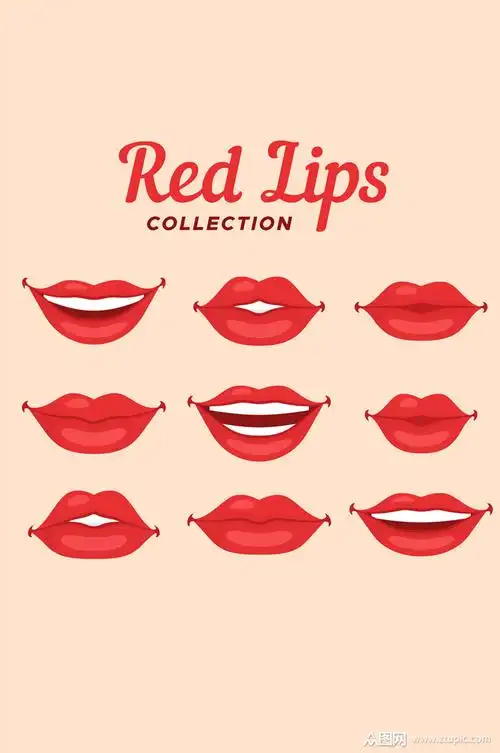 9款红色嘴唇设计矢量素材