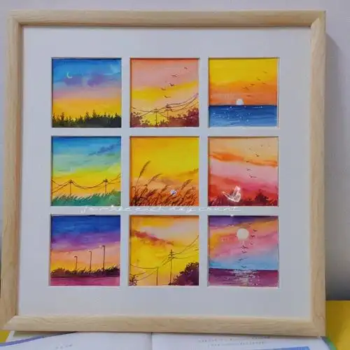 我看了九十九次日落九宫格