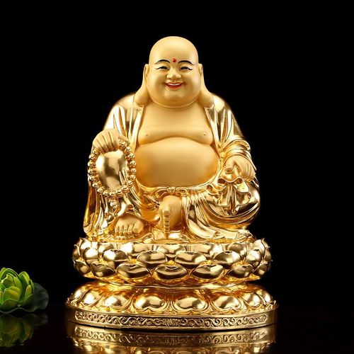 圆通铜贴金弥勒佛摆件大肚佛笑佛办公室招财弥勒菩萨佛像弥勒佛像