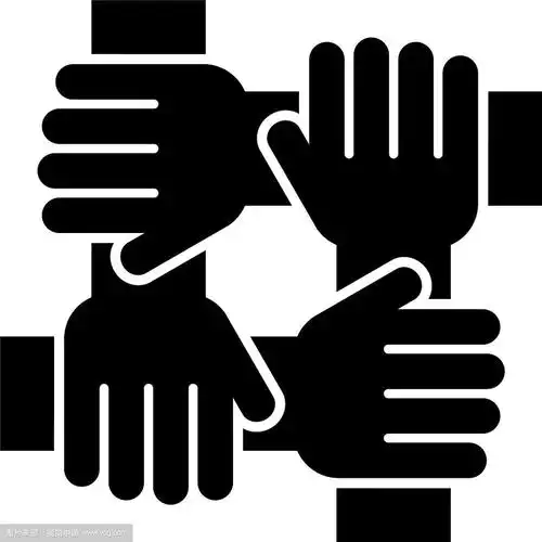 四手握在一起的团队工作概念图标