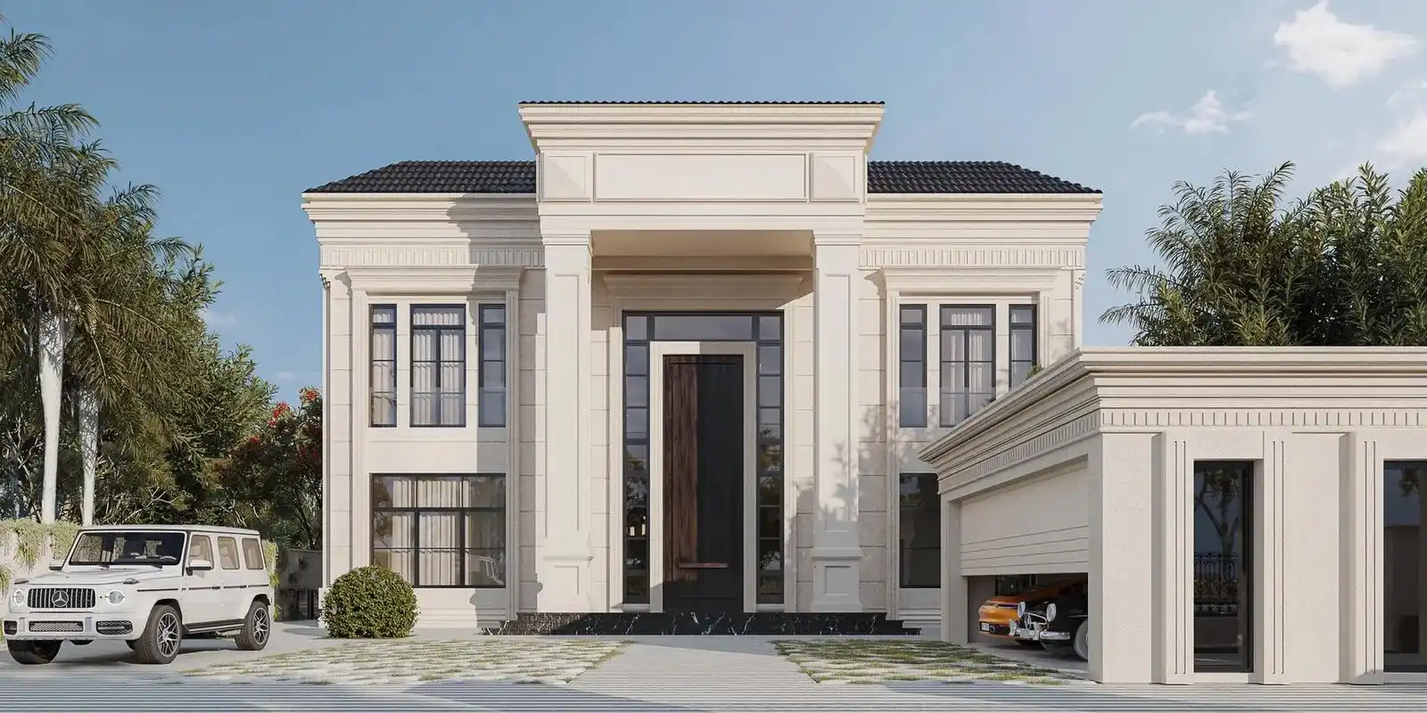 两层三面宽简欧风格自建别墅.#农村自建房 #建筑设计 #别墅 - 抖音