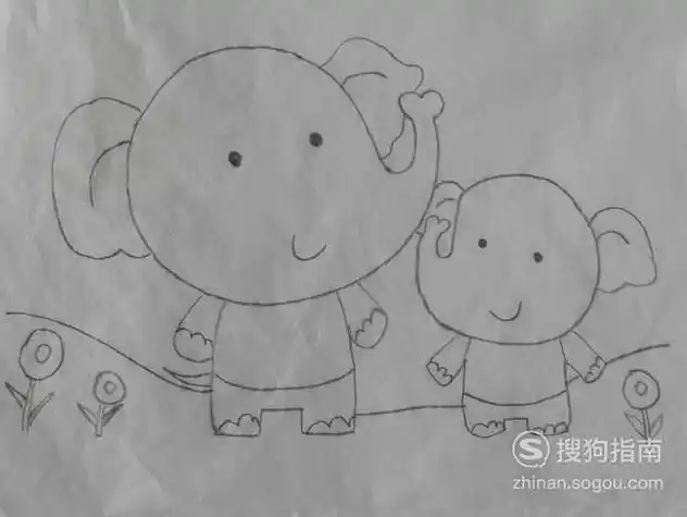象妈妈和小象简笔画 简笔画图片大全-普车都