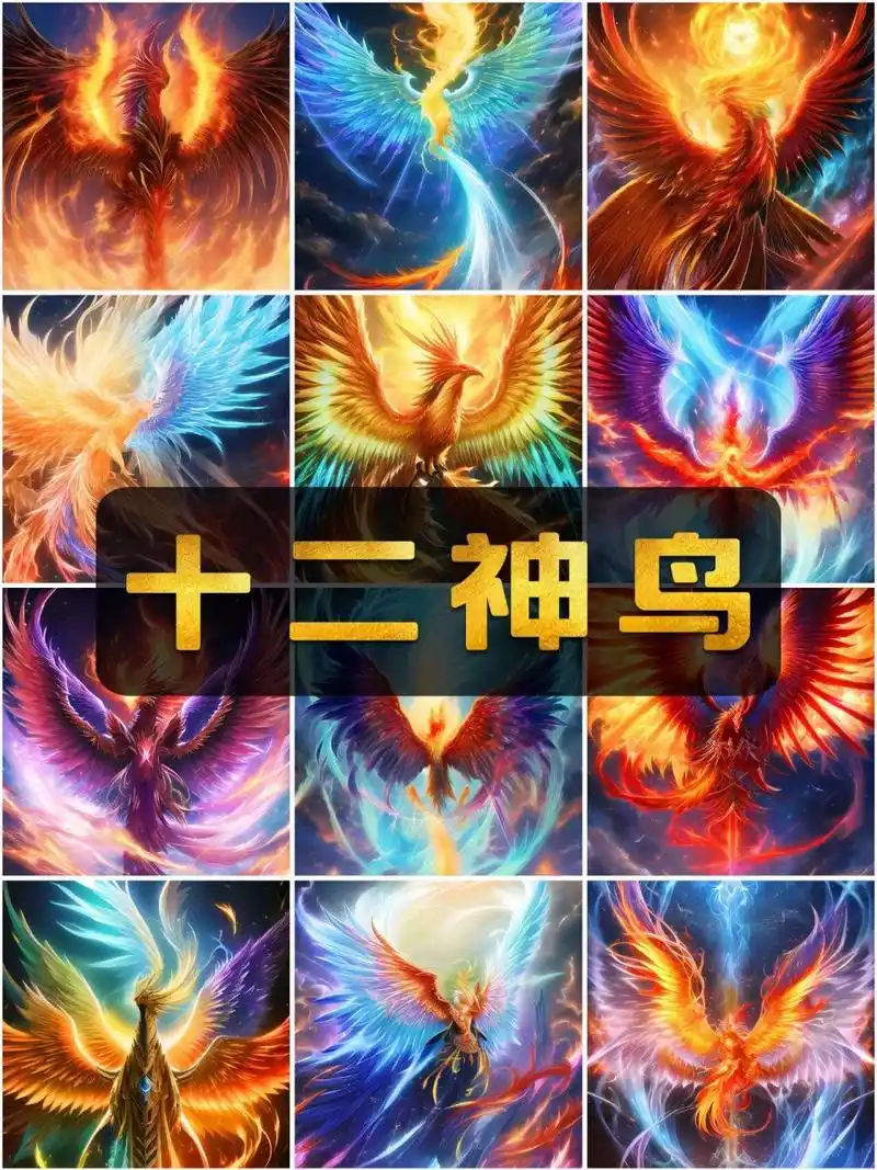 最强合集,古代神话十二神鸟(能量形态) 凤凰 雄为凤