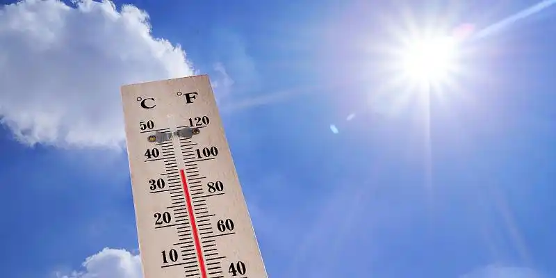 蓝色天空温度计高温夏天太阳炎热阳光夏日背景夏天高温