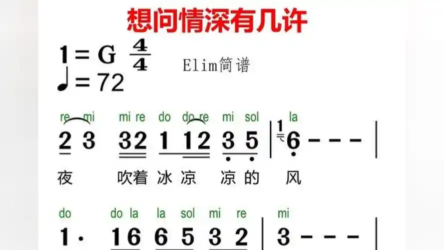 《想问情深有几许》有声动态简谱来啦!