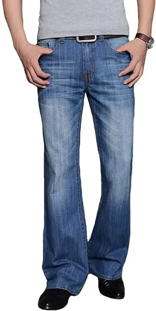haorun 男式喇叭裤 修身 复古 60 年代 70 年代喇叭牛仔裤
