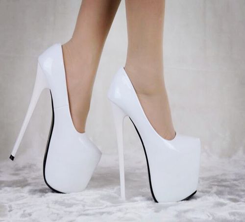 2020新款超高高跟鞋细跟性感夜店17公分白色婚鞋单鞋