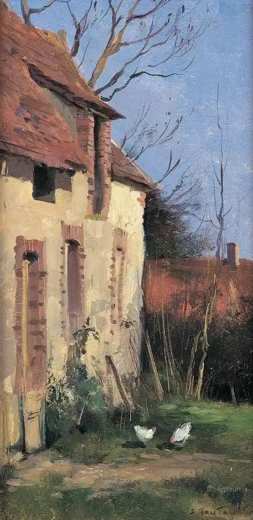 长竖构图风景油画俄罗斯画家谢尔盖图图诺夫作品