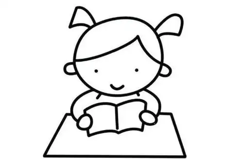 爱读书的女孩简笔画图片简单人物简笔画大全 读书的小女孩