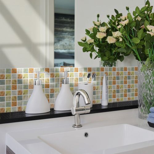 卫生间腰线贴防水镜子边框装饰自粘厨房灶台防油马赛克拼花瓷砖贴