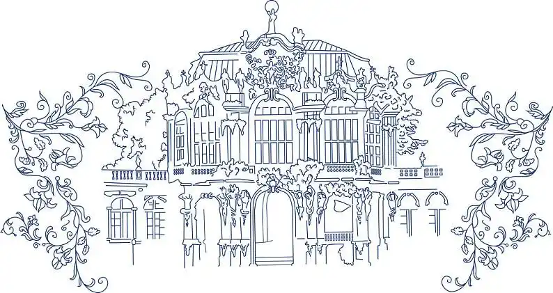 洛可可风格,城镇,剪影,花,复古,华丽_高清图片_全景视觉