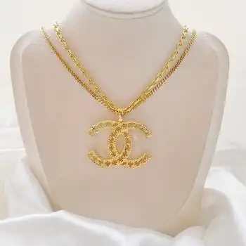 正品中检chanel香奈儿项链女项链双c金色镂空小双c项链