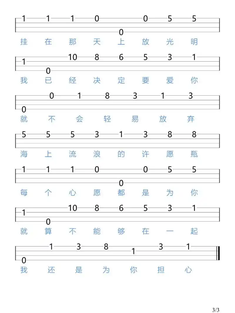 《小星星》汪苏泷/尤克里里新手指弹谱 "落日是你 晚霞是你 璀璨星空