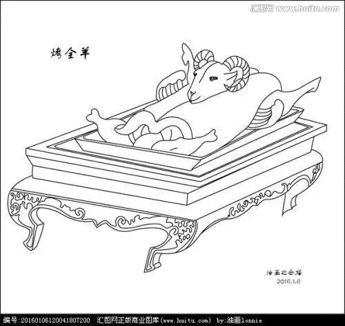 烤全羊的简笔画简单