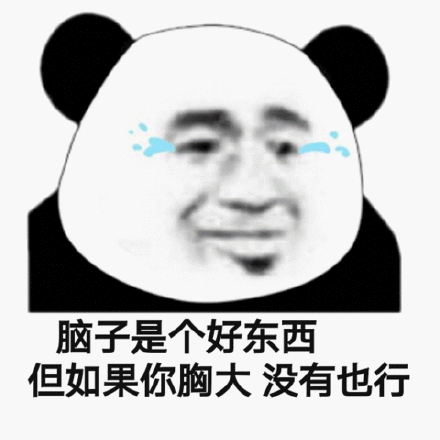 脑子是个好东西但如果你胸大没有也行(流泪熊猫头表情包)_胸大_也行