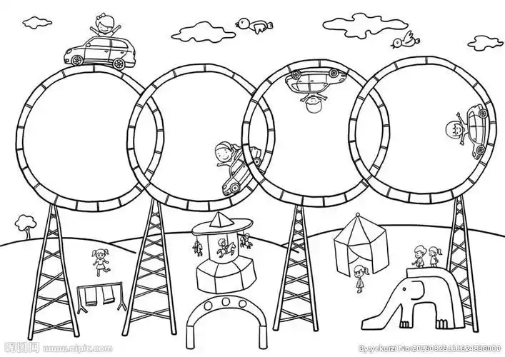 画儿童游乐场简笔画图片13游乐园简笔画一起来玩碰碰车游乐园玩耍简笔